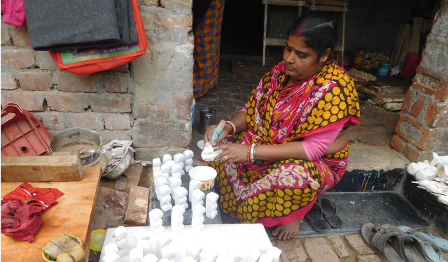 Process of mythical wooden doll making